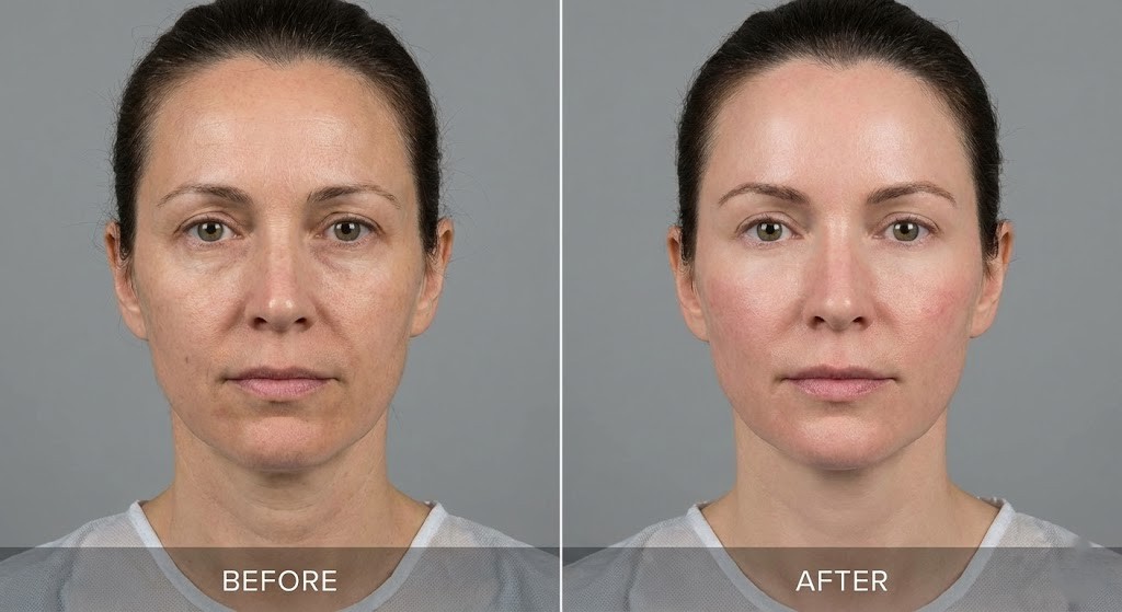 Before and after aesthetic treatment results at Rere Polyclinic — best aesthetic clinic in Dubai