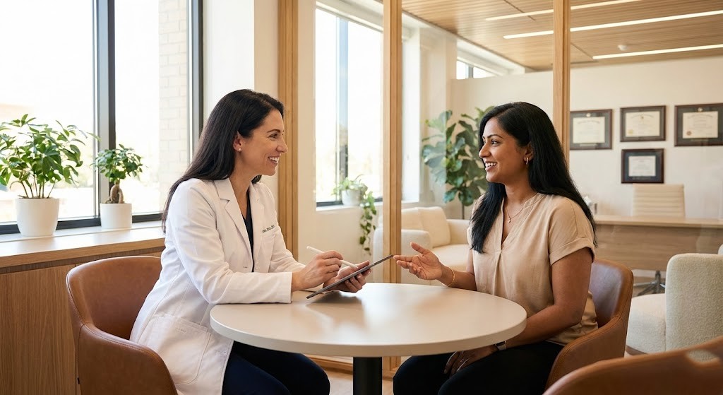 aesthetic doctor consulting with first-time Botox patient at Rere Polyclinic Dubai