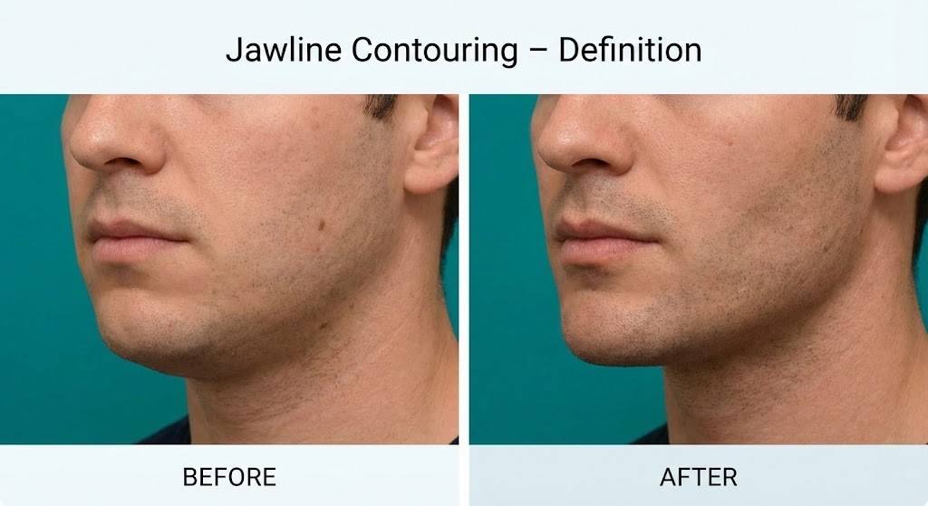 Jawline filler transformation